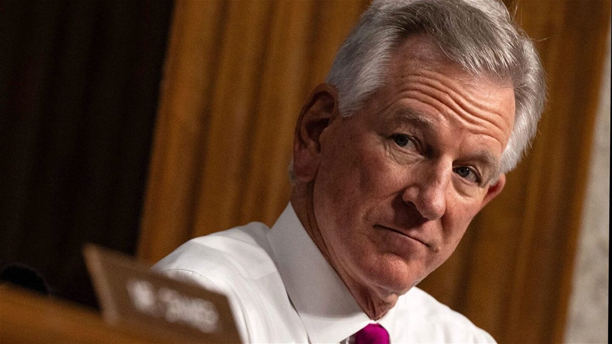 <i>Andrew Caballero-Reynolds/AFP/Getty Images</i><br/>US Senator Tommy Tuberville looks on during a Senate Armed Services Committee hearing on Capitol Hill in Washington