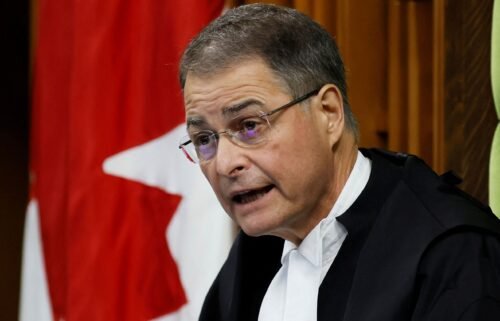 Speaker of the House of Commons Anthony Rota speaks on Parliament Hill in Ottawa on September 25. Rota resigned his post on September 26.