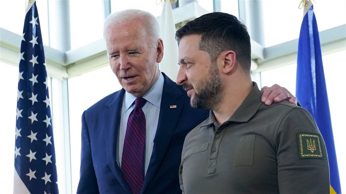 <i>Susah Walsh/Pool/Getty Images</i><br/>President Joe Biden walks with Ukraine's President Volodymyr Zelensky in Hiroshima on May 21. Biden plans to meet with Zelensky next week around the United Nations General Assembly meetings.