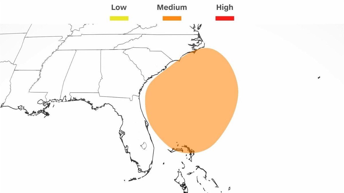 <i>CNN Weather</i><br/>The National Hurricane Center forecast shows a medium chance for subtropical development of the storm