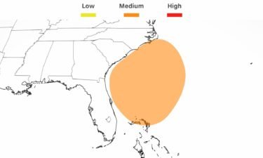 The National Hurricane Center forecast shows a medium chance for subtropical development of the storm