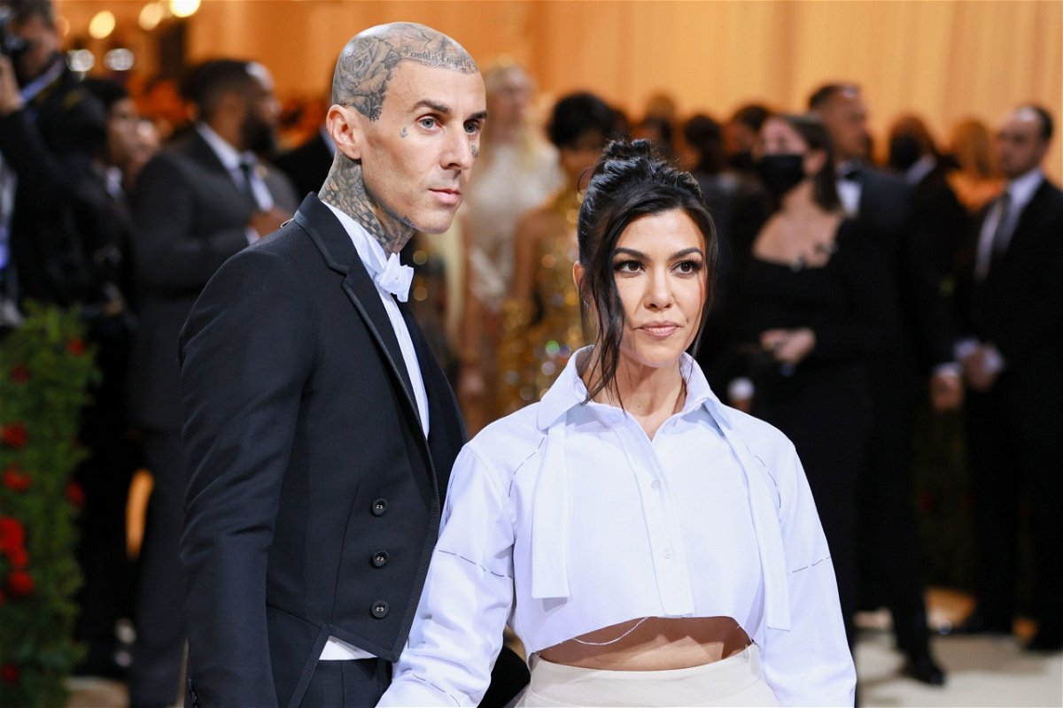 <i>Theo Wargo/WireImage/Getty Images</i><br/>Travis Barker and Kourtney Kardashian are pictured here in New York in 2022. Kardashian has shared she underwent a medical complication during her pregnancy.