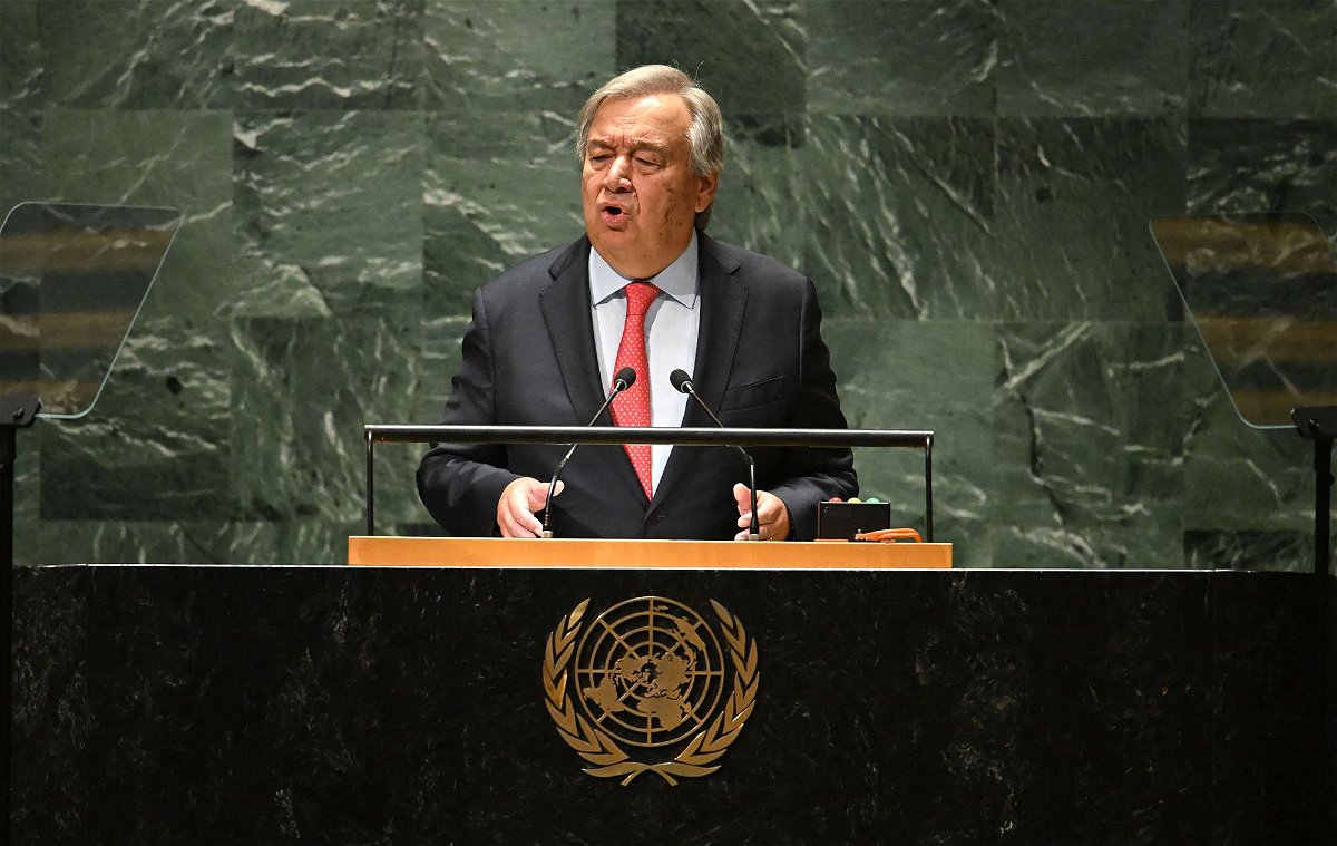 <i>Timothy A. Clary/AFP/Getty Images</i><br/>US Secretary-General Antonio Guterres addresses the UNGA on September 19.