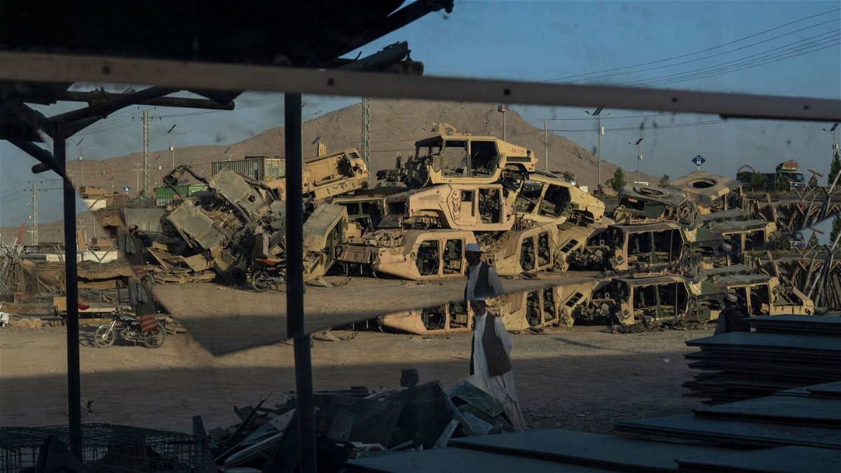 <i>Rodrigo Abd/AP</i><br/>Destroyed Humvees used during the war against the Taliban are seen stacked to be sold as scrap metal in Kandahar City