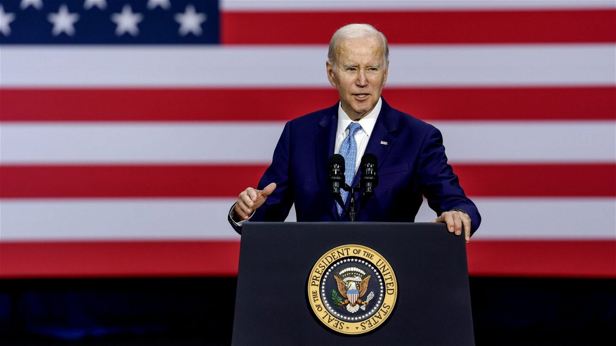 <i>Anna Moneymaker/Getty Images/File</i><br/>President Joe Biden delivers remarks at the Kempsville Recreation Center on February 28 in Virginia Beach