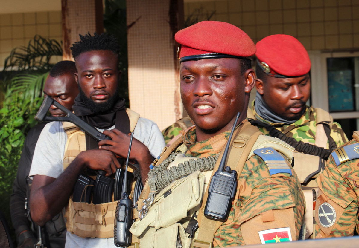 <i>Vincent Bado/Reuters</i><br/>The thwarted coup attempt comes nearly a year after Burkina Faso's junta leader Ibrahim Traore (center) seized power in the West African nation.