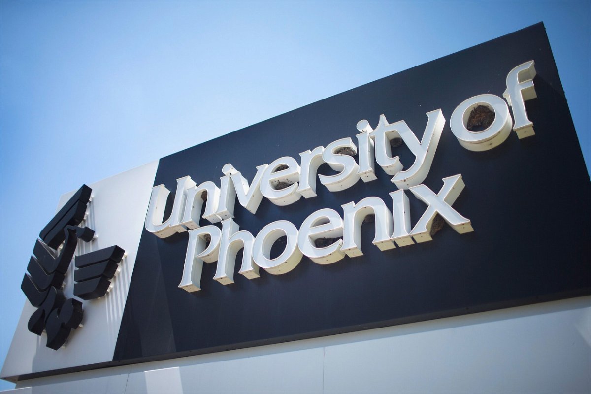 <i>Scott Olson/Getty Images</i><br/>A sign marks the location of the University of Phoenix Chicago campus in July 2015 in Schaumburg