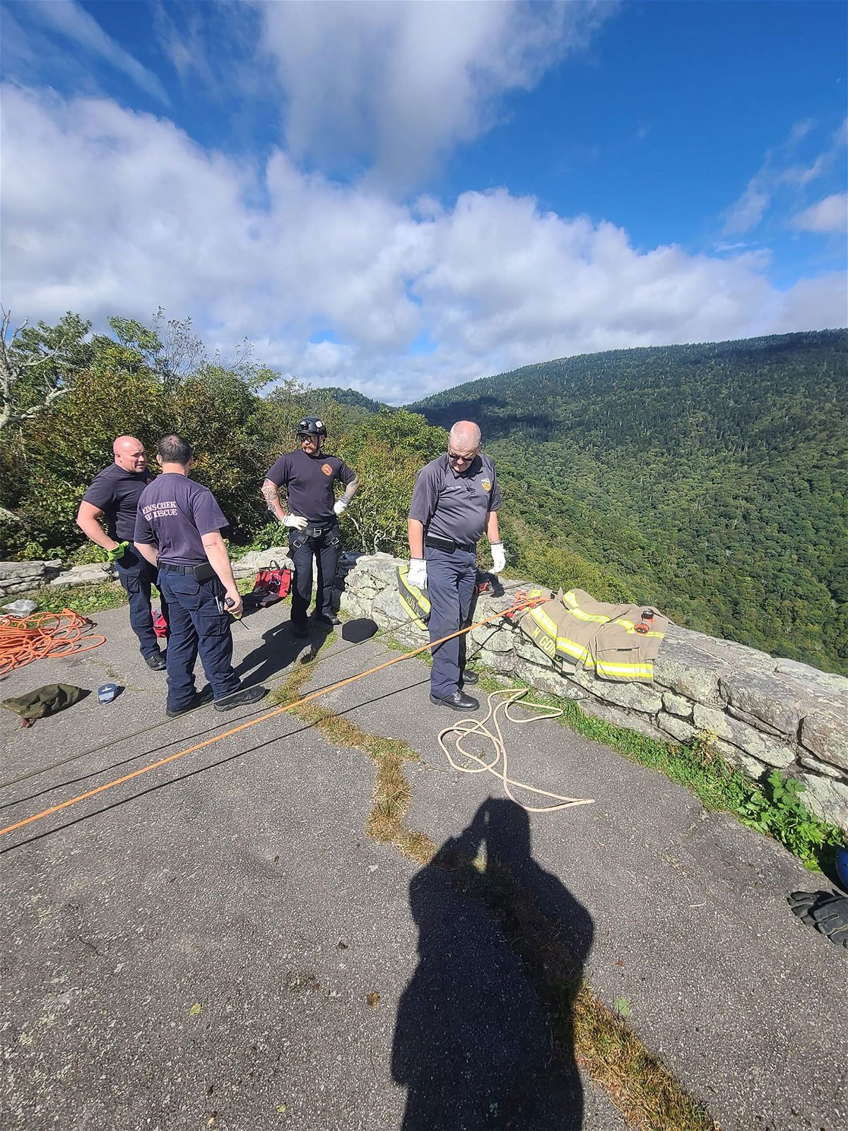 <i>Reems Creek Fire Department</i><br/>A 61-year-old woman died after falling roughly 150 feet from a steep cliff on the Blue Ridge Parkway in North Carolina. Reems Creek firefighters responded to the fatal cliff fall on September 23.