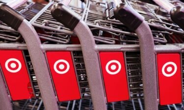 A Target logo is seen on shopping carts at a Target store in Manhattan