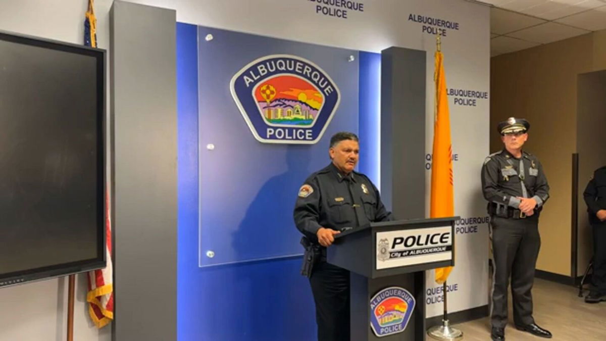 <i>Albuquerque Police Department</i><br/>Albuquerque Police Chief Harold Medina speaks at a press conference announcing two arrests in the killing of an 11-year-old boy.