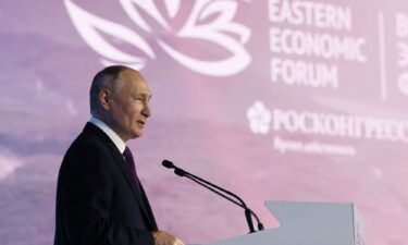 Russia's President Vladimir Putin speaks at the Eastern Economic Forum in Vladivostok on September 12.