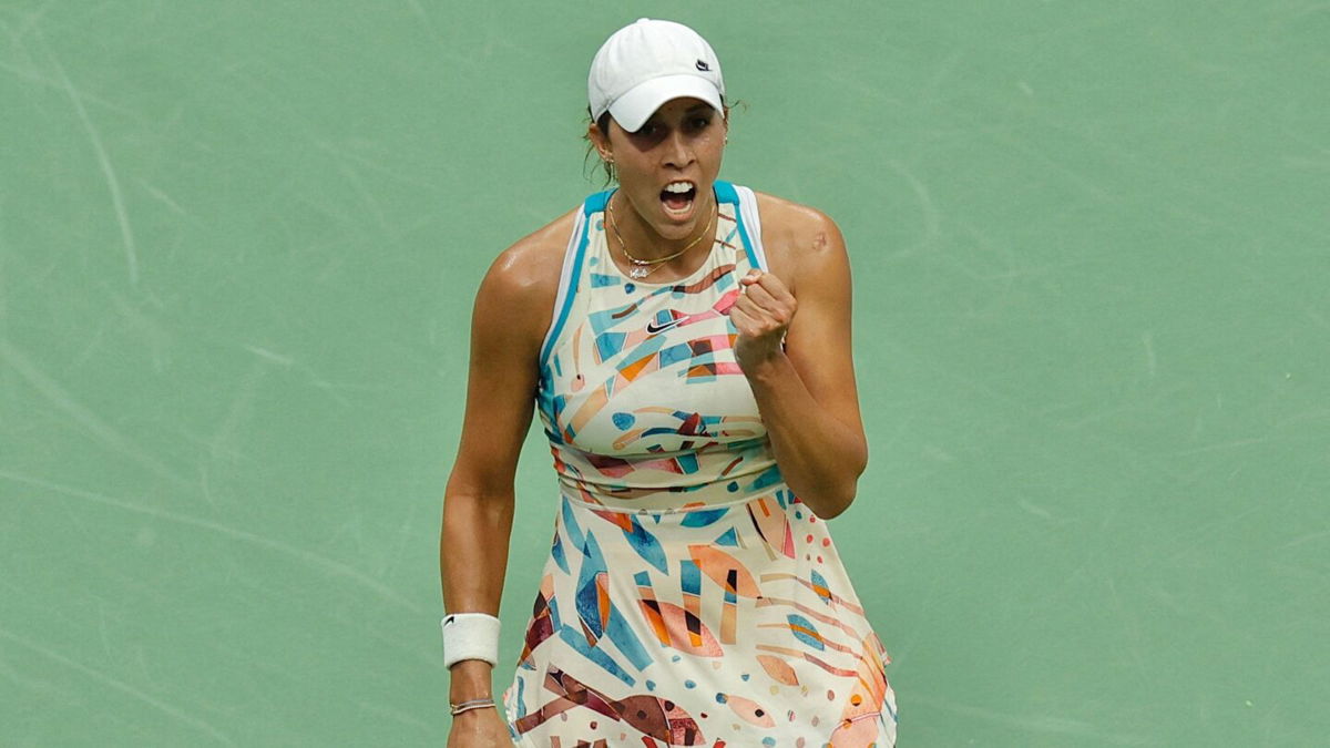 <i>Kena Betancur/AFP/Getty Images</i><br/>Madison Keys celebrates after beating Jessica Pegula at the US Open.