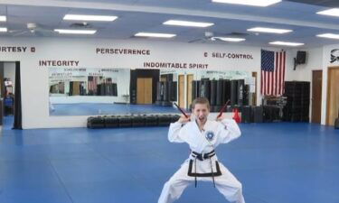 While working to earn his first-degree black belt in Tae Kwon Do