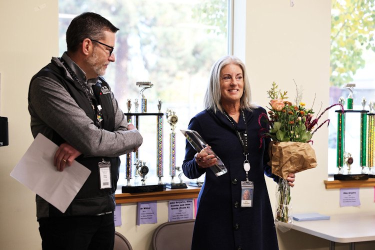 Bend-La Pine Schools Superintendent Steven Cook announced that Transportation Director Kim Crabtree is the district's Administrator of the Year