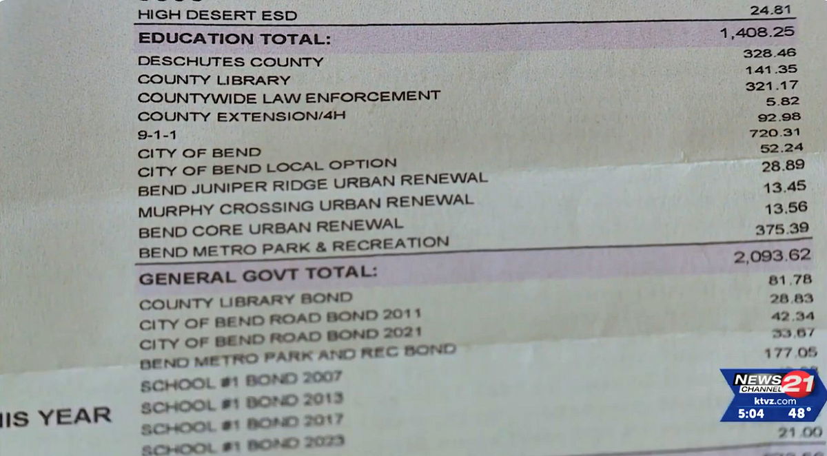 Higher Deschutes County property tax bills are in the mail KTVZ