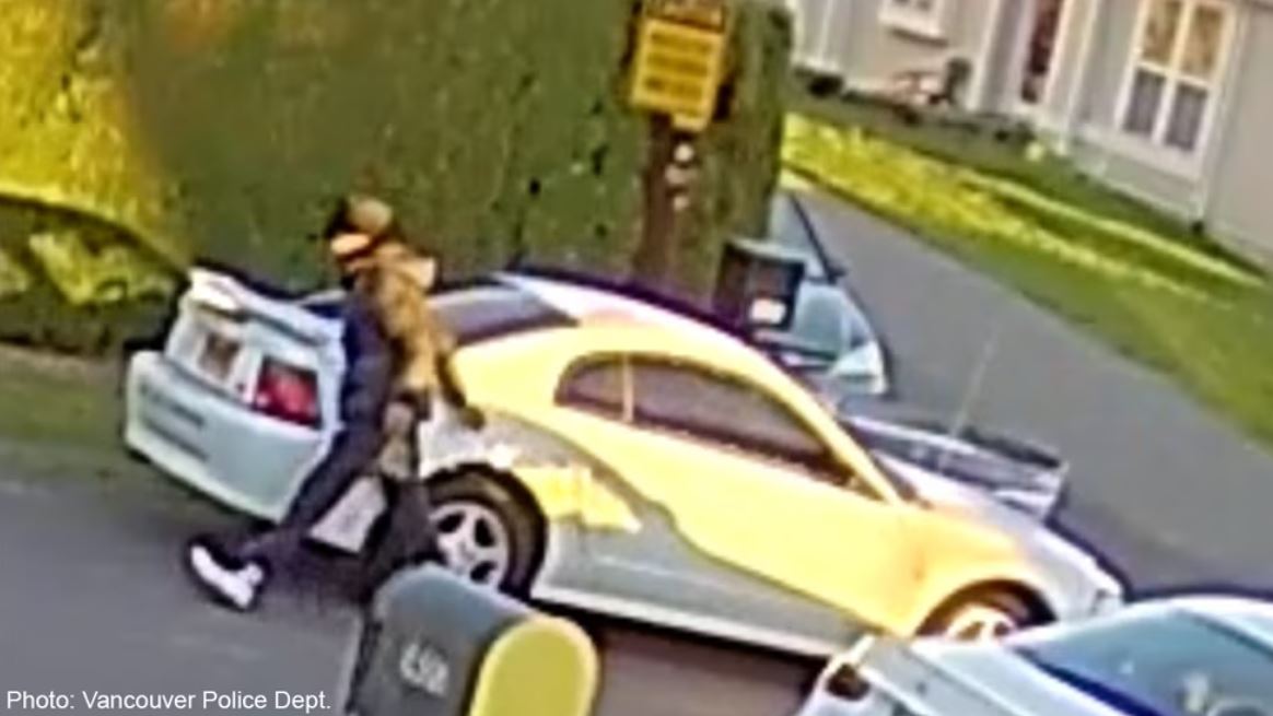 <i>Vancouver Police Department/KPTV</i><br/>Police seek a man caught on video forcing a woman into a car in Vancouver