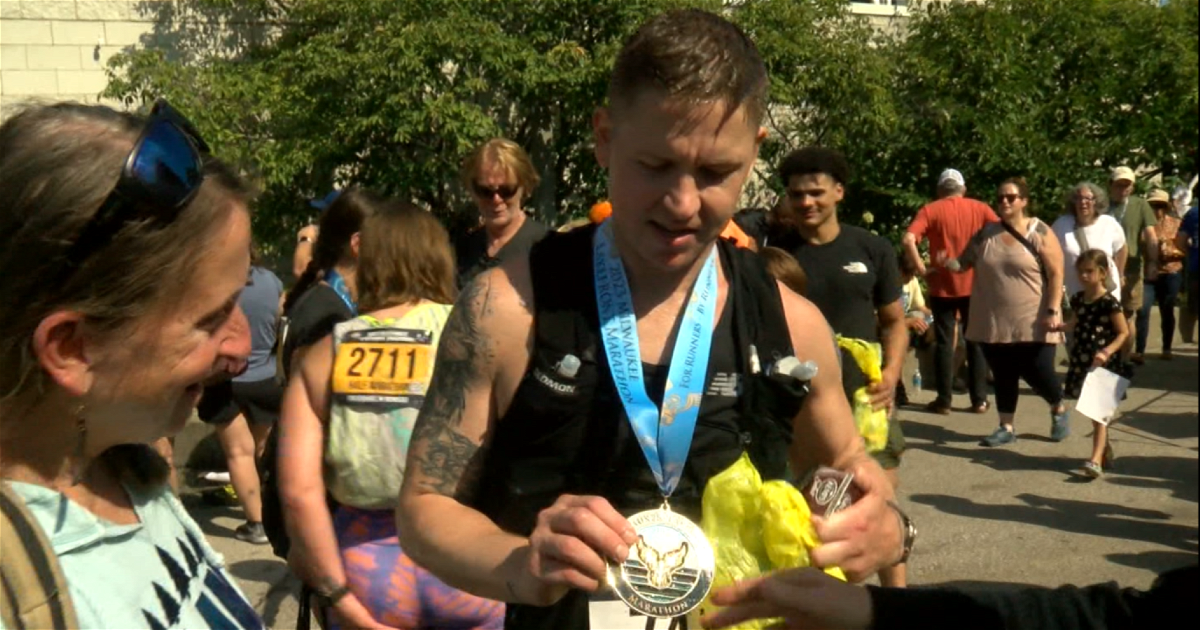 <i>WTMJ</i><br/>John Allison survived an IED blast while serving in Afghanistan in 2011 and a liver transplant in 2020. He participated in the Milwaukee Lakefront Marathon to help raise awareness for veteran suicide.