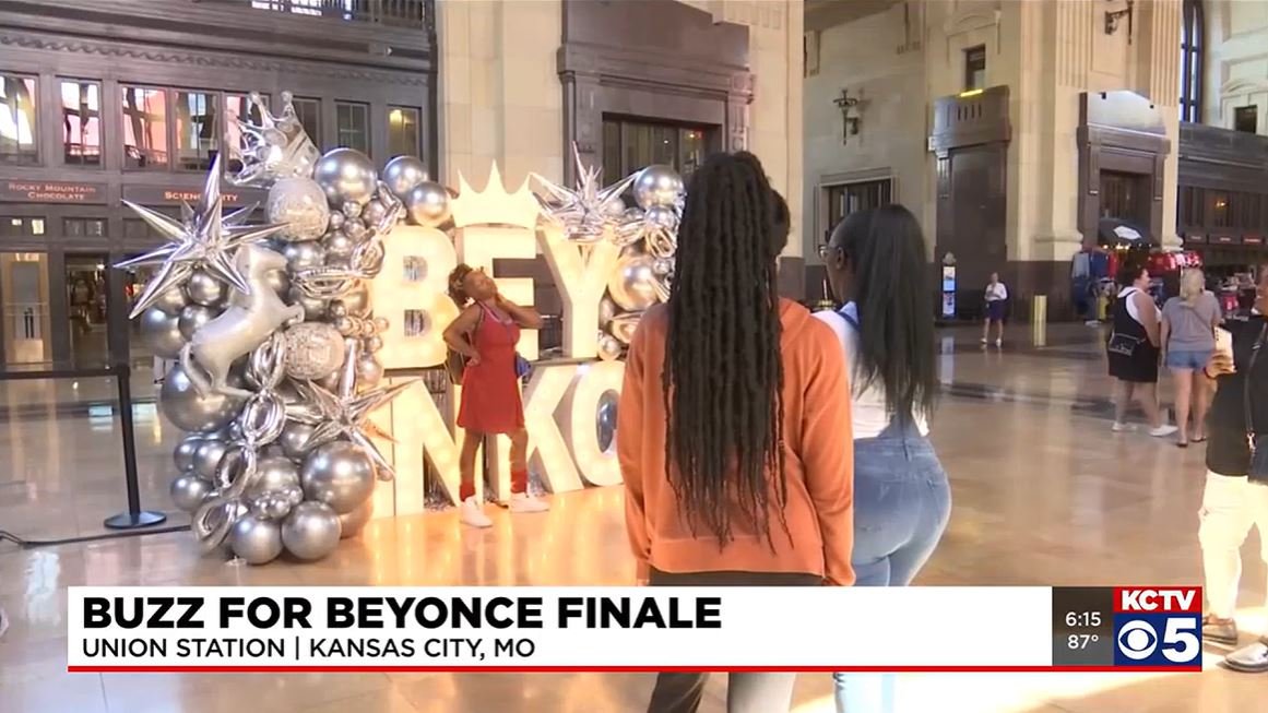 <i>KCTV</i><br/>Fans are swarming to the Alpha-Lite tribute sign at Union Station to take a few selfies and show their support ahead of Beyonce’s arrival on Sunday for the finale of her Renaissance World Tour.