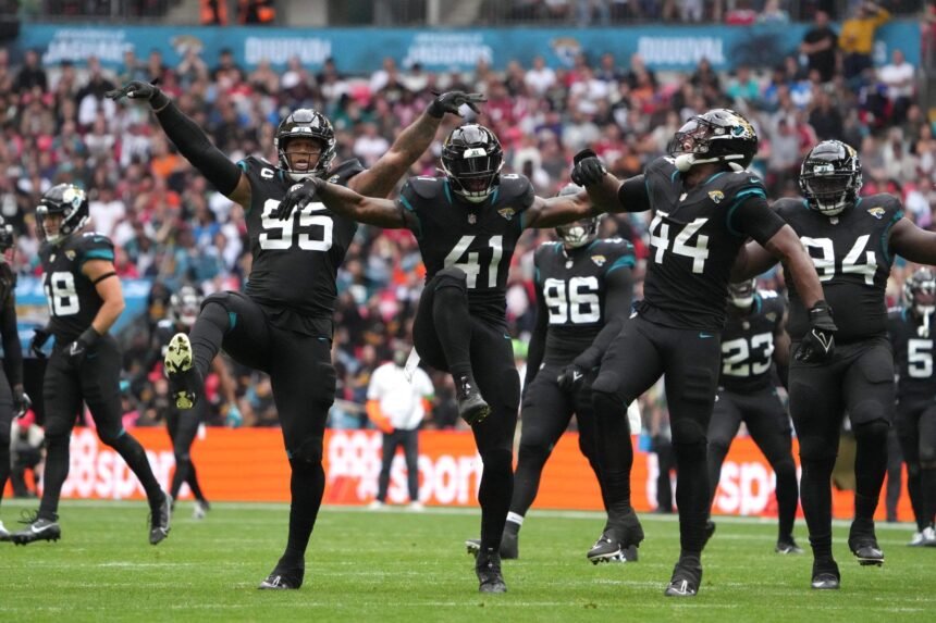Jacksonville Jaguars win on 10th appearance in London, beating Atlanta  Falcons as 2023 NFL International Series kicks off - KTVZ