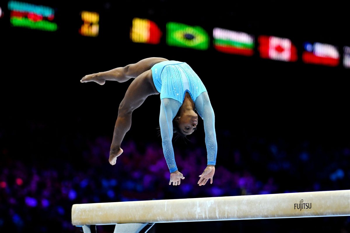 <i>Matthias Hangst/Getty Images</i><br/>Simone Biles became the first woman to land the Yurchenko double pike on the vault in a major competition.