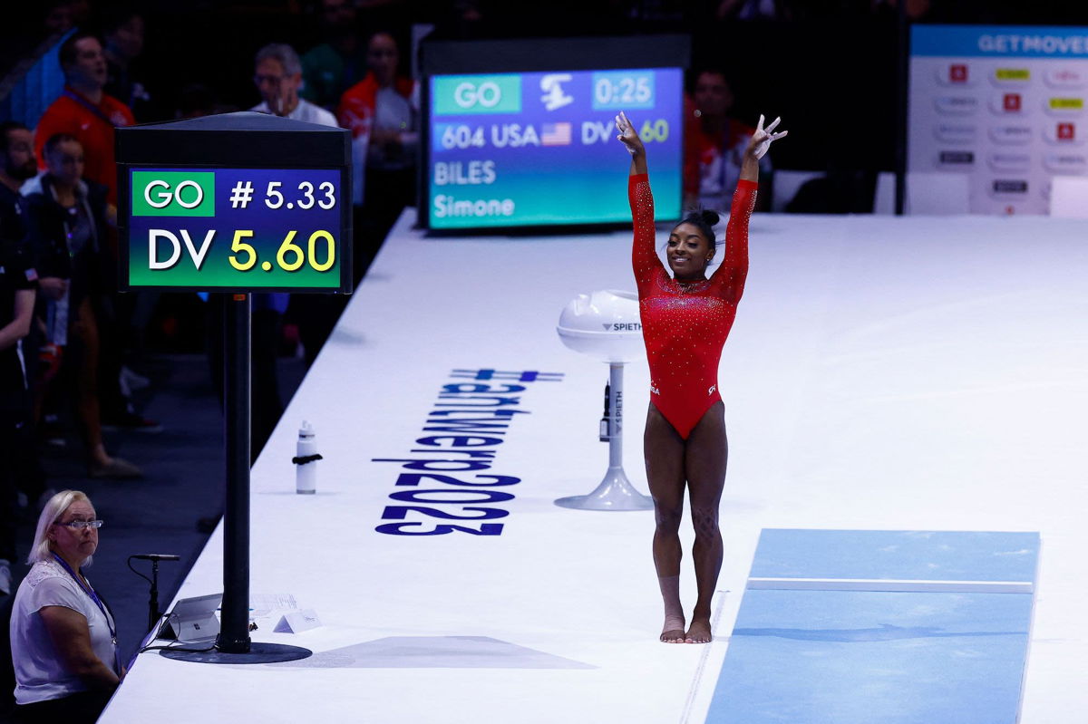 <i>Kenzo Tribouillard/AFP/Getty Images</i><br/>A day after winning a sixth all-around title to become the most decorated gymnast in history