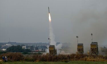 Israel's Iron Dome anti-missile system fires to intercept a rocket launched from the Gaza Strip towards Israel
