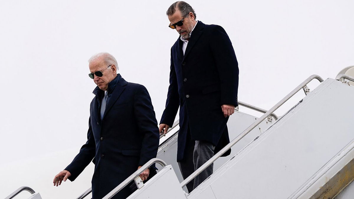 <i>Elizabeth Frantz/Reuters/FILE</i><br/>U.S. President Joe Biden and son Hunter Biden disembark from Air Force One at Hancock Field Air National Guard Base in Syracuse