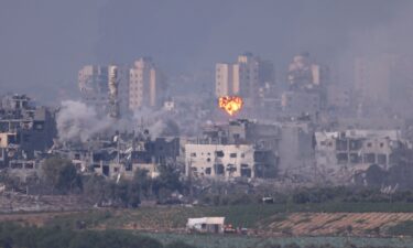 Smoke rises from an explosion in Gaza on October 28