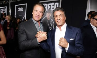 Arnold Schwarzenegger and Sylvester Stallone at the Los Angeles premiere of 'Creed' at Regency Village Theater on Thursday