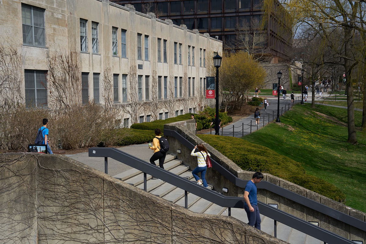 <i>Bing Guan/Bloomberg/Getty Images</i><br/>Students walk through the Cornell University campus in Ithaca