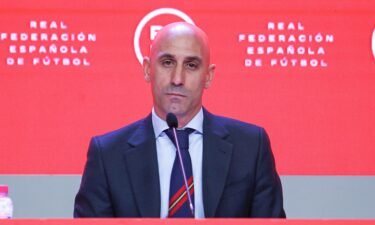 Luis Rubiales pictured during press conference on April 20