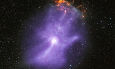 Data from NASA's Chandra X-ray Observatory and the Imaging X-ray Polarimetry Explorer contributed to this composite image of a nebula that resembles a glowing hand.