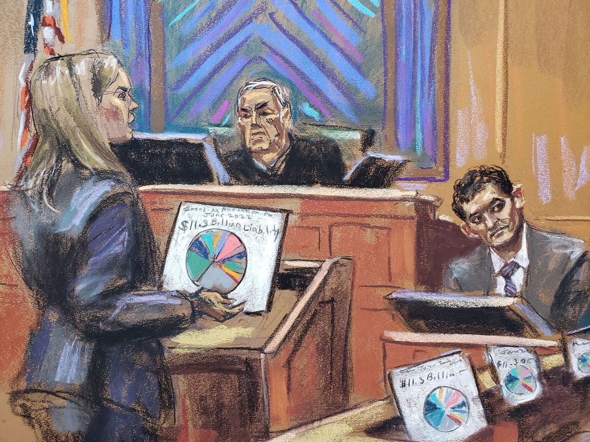 <i>Jane Rosenberg/Reuters</i><br/>FTX founder Sam Bankman-Fried is questioned by prosecutor Danielle Sassoon during his fraud trial over the collapse of the bankrupt cryptocurrency exchange