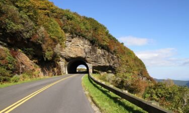 A section of the Blue Ridge Parkway a few miles south of Craggy Pinnacle Tunnel was closed on Monday.