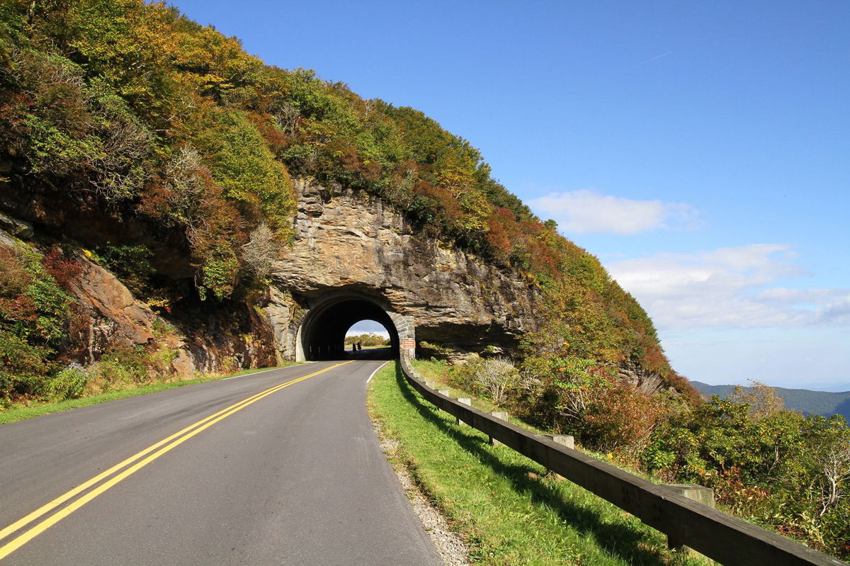 <i>Alexander C. Armstrong/NPS</i><br/>A section of the Blue Ridge Parkway a few miles south of Craggy Pinnacle Tunnel was closed on Monday.