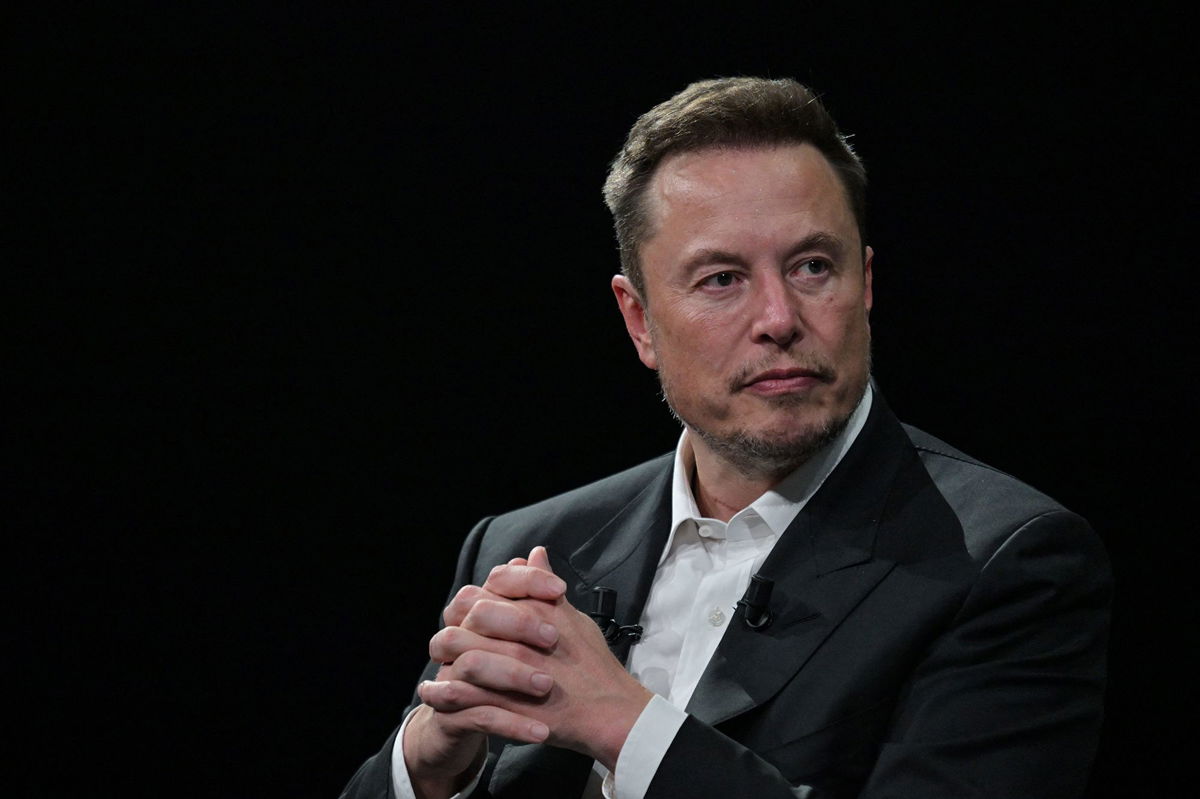 <i>Alain Jocard/AFP/Getty Images</i><br/>Elon Musk looks on as he speaks during his visit at the Vivatech technology startups and innovation fair at the Porte de Versailles exhibition center in Paris