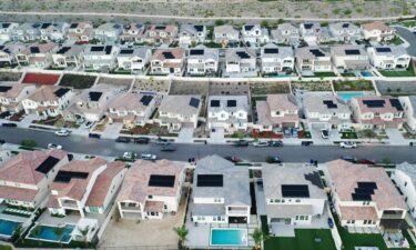 An aerial view of homes in a housing development on September 08