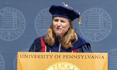 President of the University of Pennsylvania M. Elizabeth Magill on stage during the University of Pennsylvania 267th Commencement Ceremony in Philadelphia