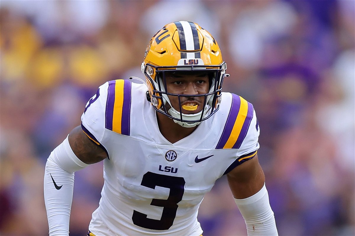 <i>Jonathan Bachman/Getty Images</i><br/>Greg Brooks Jr. of the LSU Tigers in action during a game at Tiger Stadium on September 17