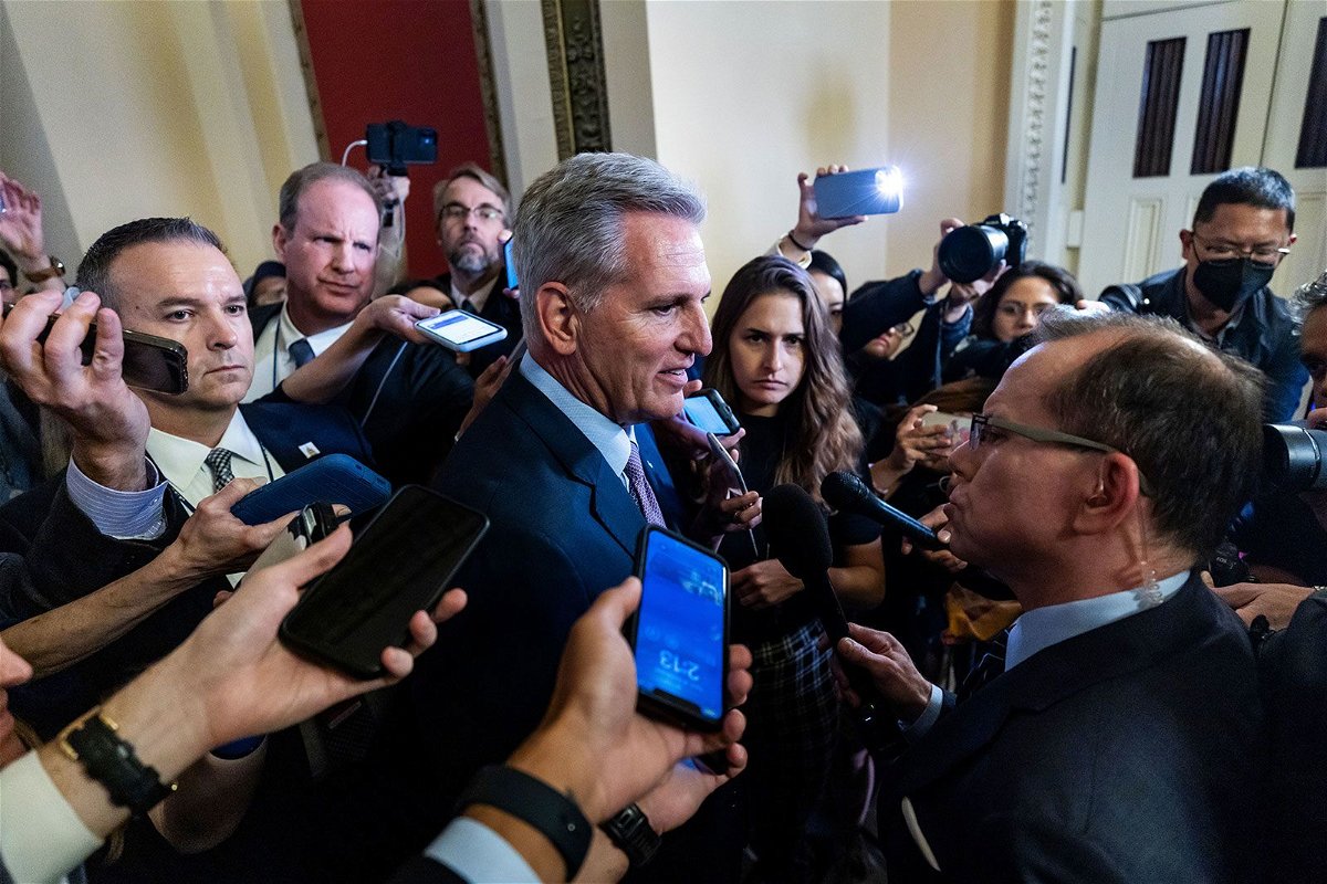 <i>Jim Lo Scalzo/EPA-EFE/Shutterstock</i><br/>Kevin McCarthy walks to a vote on the House floor to vacate his leadership in the US Capitol in Washington