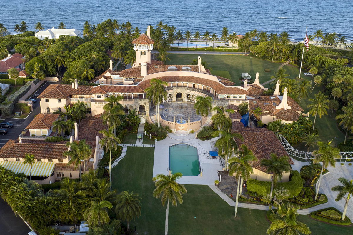 <i>Steve Helber/AP</i><br/>An aerial view of former President Donald Trump's Mar-a-Lago estate is seen Aug. 10
