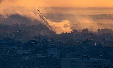 Rockets are fired toward Israel from the Gaza Strip on October 7.