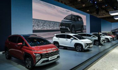 Hyundai introduces its new 'Stargazer X' model during an auto show in Indonesia in August.