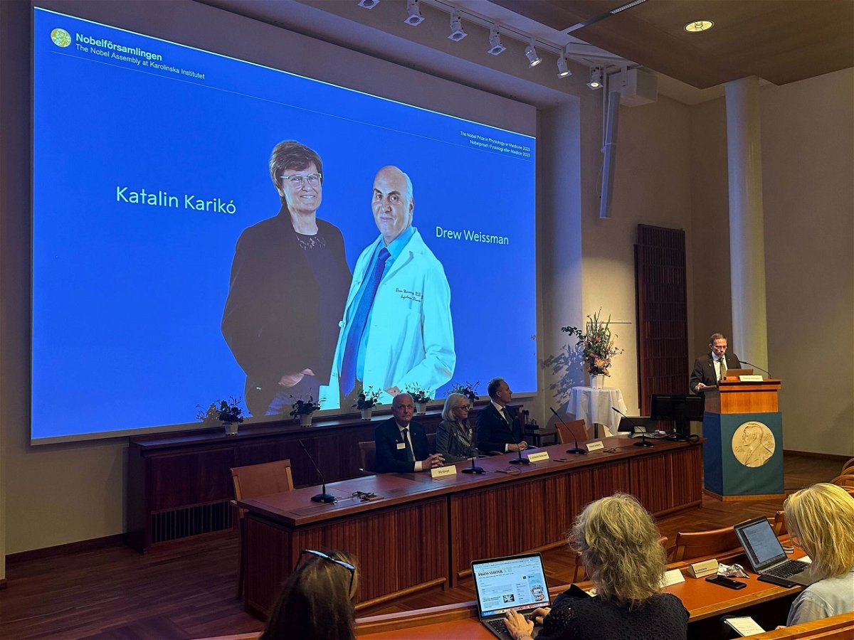<i>Steffen Trumpf/picture alliance/Getty Images</i><br/>Karikó and Weissman were awarded the Nobel Prize in medicine for their work on the development of mRNA vaccines.