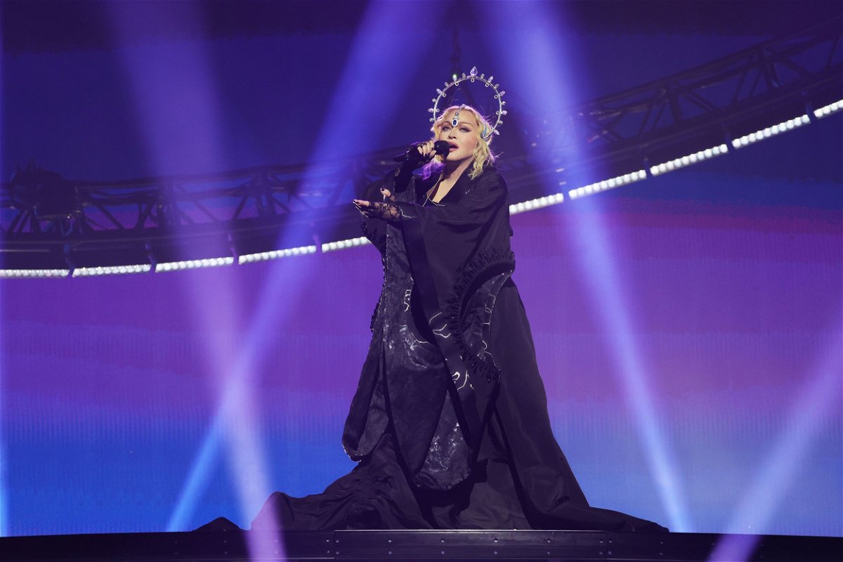 <i>Kevin Mazur/WireImage/Getty Images</i><br/>Madonna performs during opening night of 'The Celebration Tour' at the O2 Arena on October 14 in London.