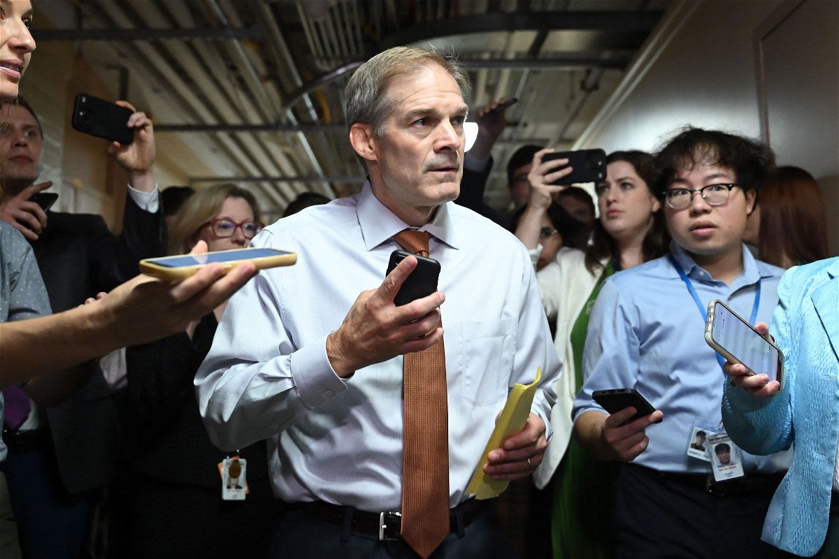 <i>Saul Loeb/AFP/Getty Images</i><br/>US Representative Jim Jordan (R-OH) speaks to members of the media at the US Capitol in Washington