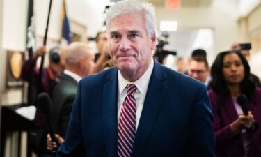 House Majority Whip Tom Emmer is seen outside a House Republican Conference speaker election meeting in Longworth Building on October 24.