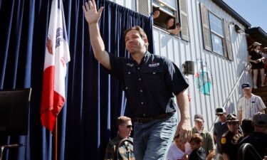 Florida Gov. Ron DeSantis takes the stage at the Iowa State Fair in Des Moines on August 12.