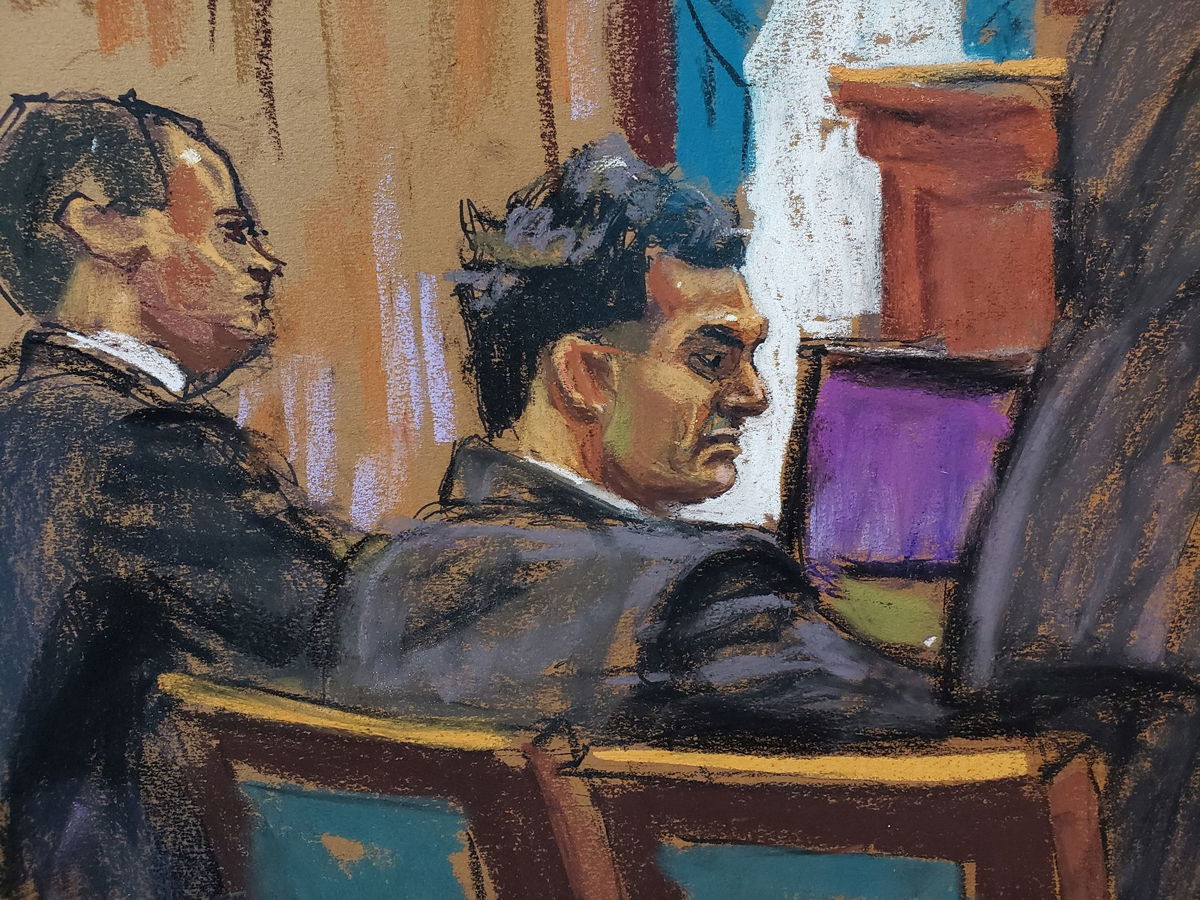 <i>Jane Rosenberg/Reuters</i><br/>Court sketch of Sam Bankman-Fried as he sits with his defense team during his fraud trial at federal court in New York City.