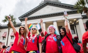 Hundreds of drag queens and allies marched from Cascades Park to the Florida Capitol where they held a rally on the steps of the Historical Capitol building on  April 25.